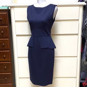 Elie Tahari navy dress with peplum size 6